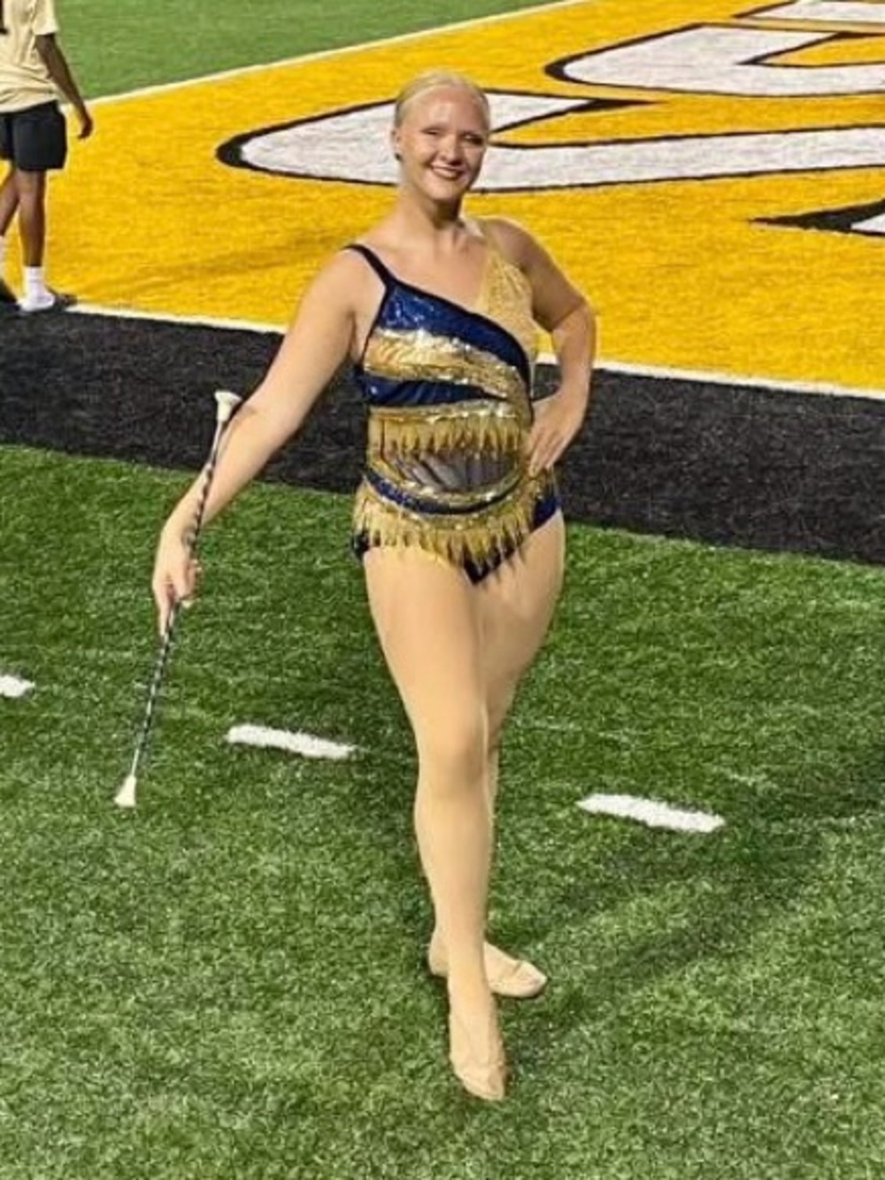 Source Unknown Navy and Gold Sequin One-Piece Performance Leotard